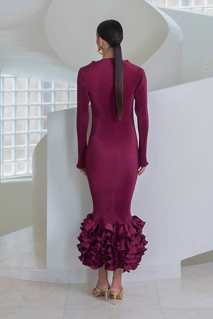 Campbell Cocktail Dress - Wine - Image 4