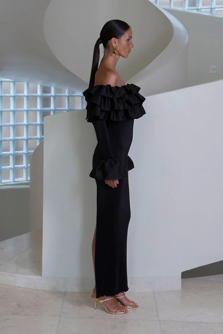 Paris Flare Sleeved Tube Dress - Noir - Image 2