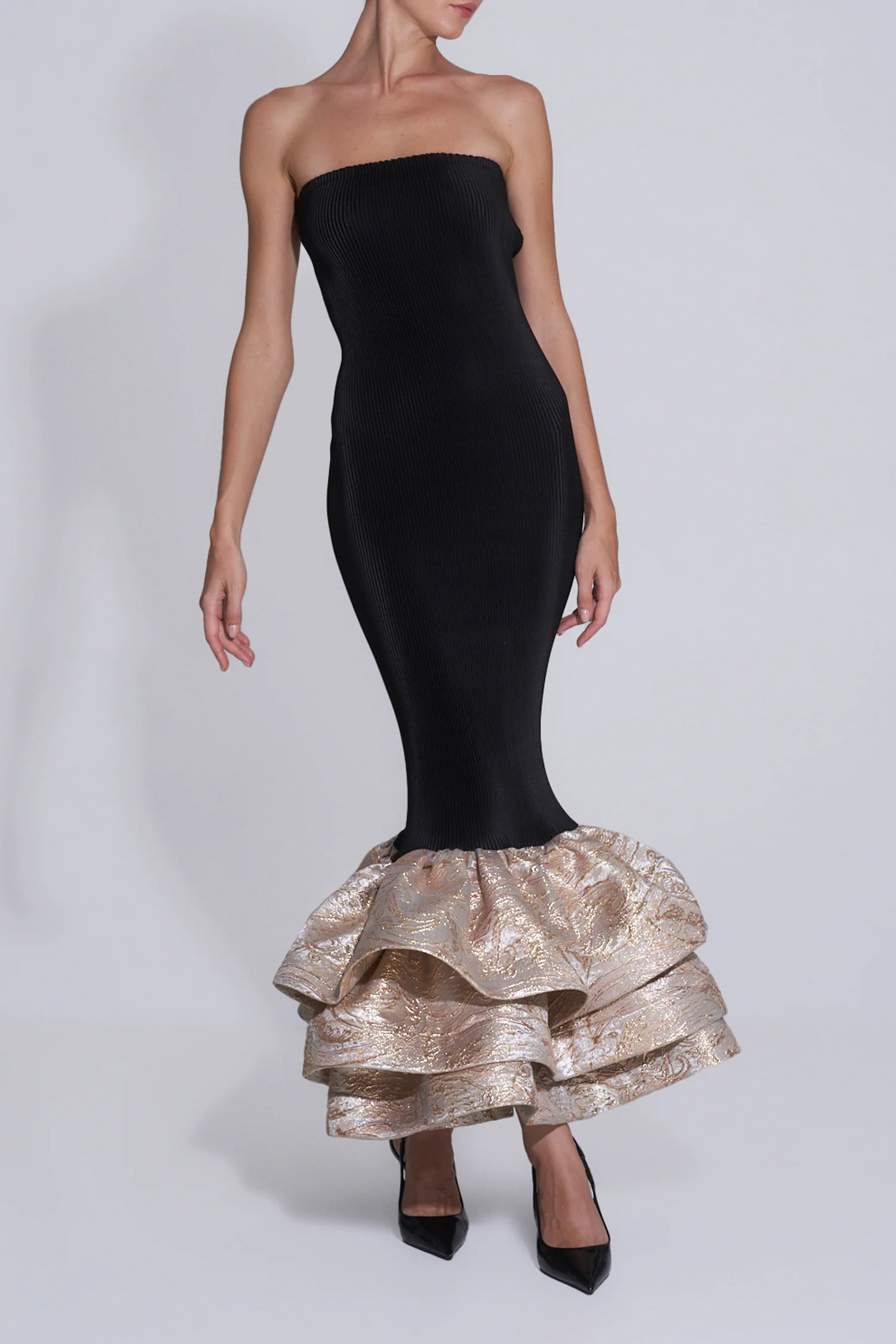 Ramblas Dress - Gold Brocade - Image 2