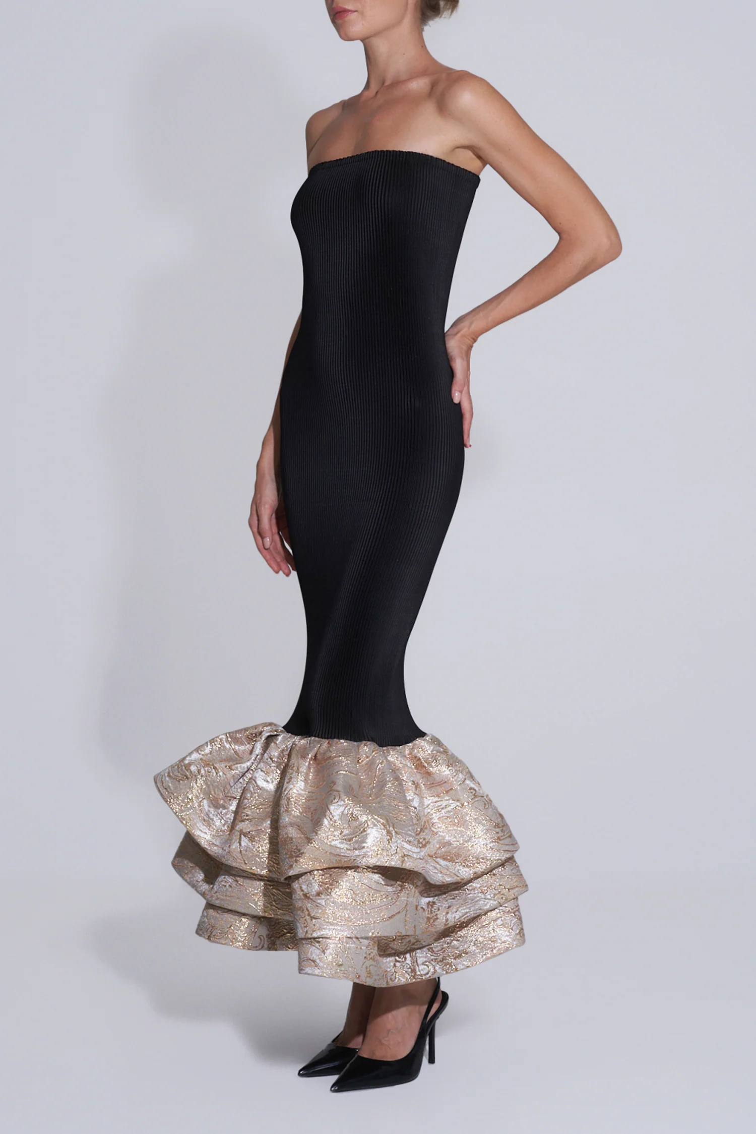 Ramblas Dress - Gold Brocade - Image 3